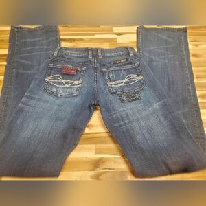 Cowgirl Tuff Blue Jeans with Red Accents